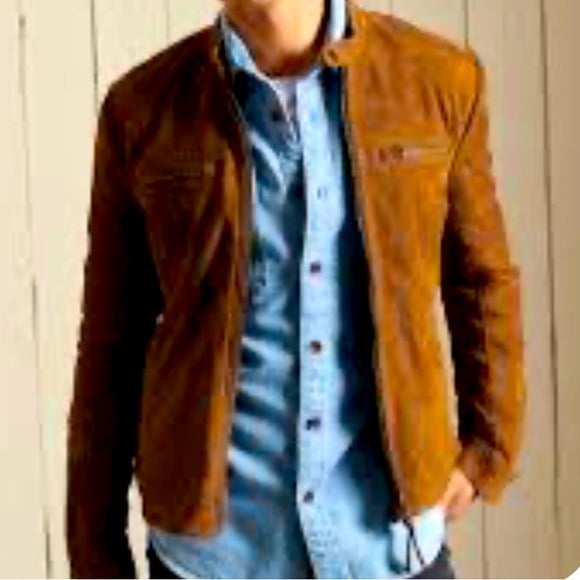 Mens Banana Republic Heritage Suede Trucker Bomber Jacket M