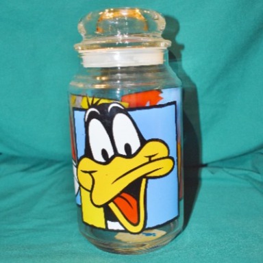 Anchor Hocking Looney Tunes Glass Canister Candy Jar Bugs Daffy Taz 1994