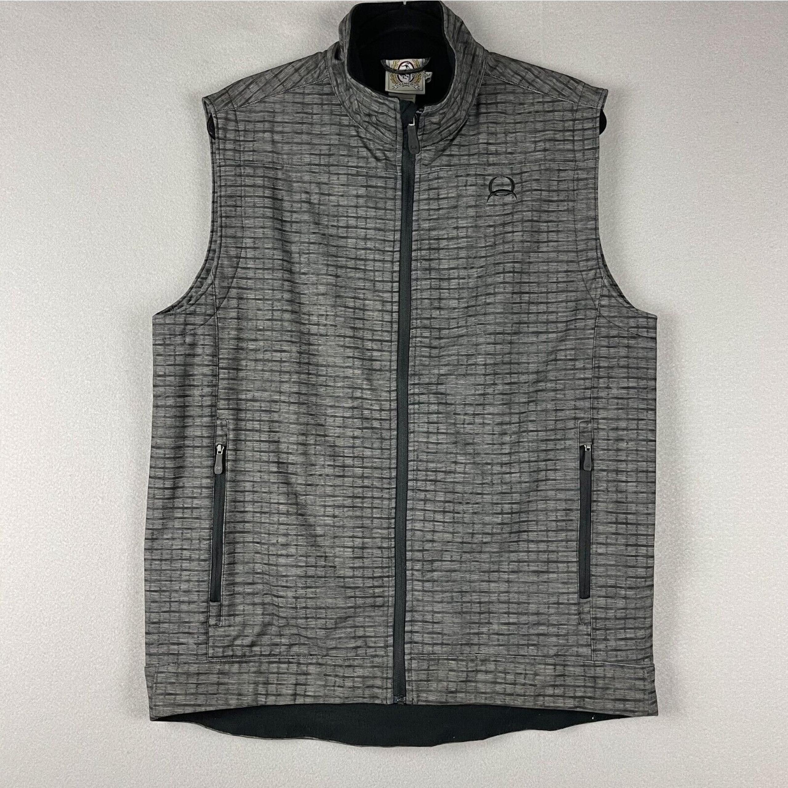 Cinch Vest Mens Medium Gray Bonded Softshell Full Zip Western Outdoor Cowboy