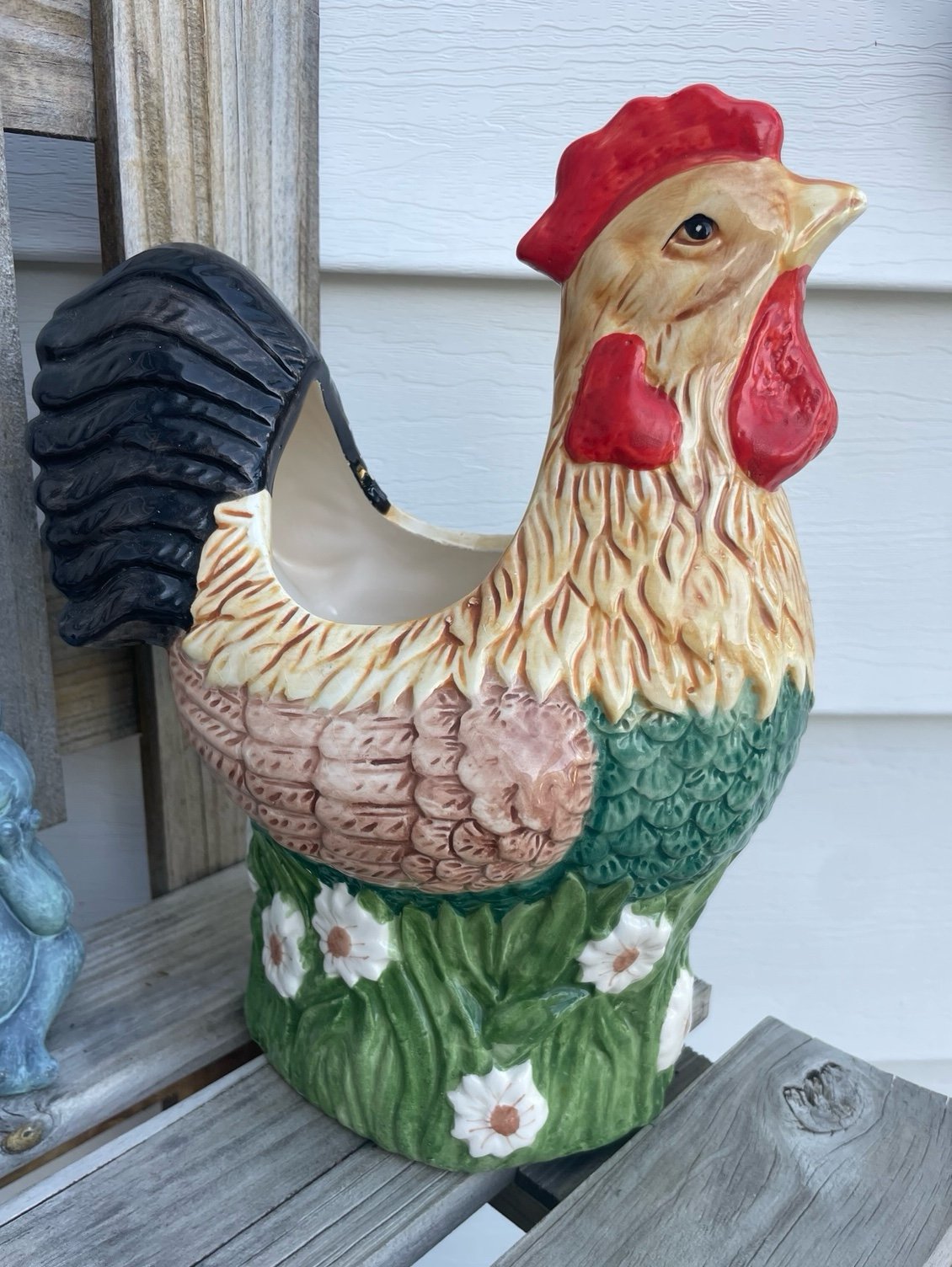 Cracker Barrell Rooster Utensil Holder or Plant Pot