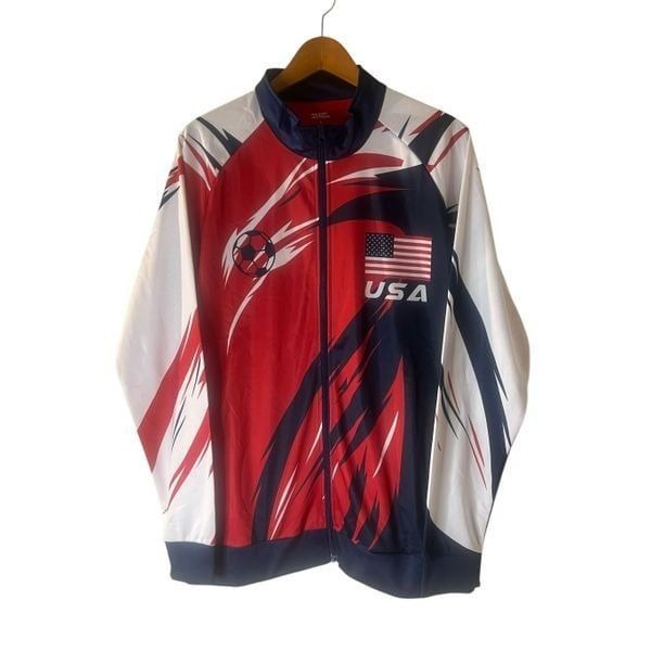 Soccer USA Red White & BlueTrack Jacket With Light Fleece Lining