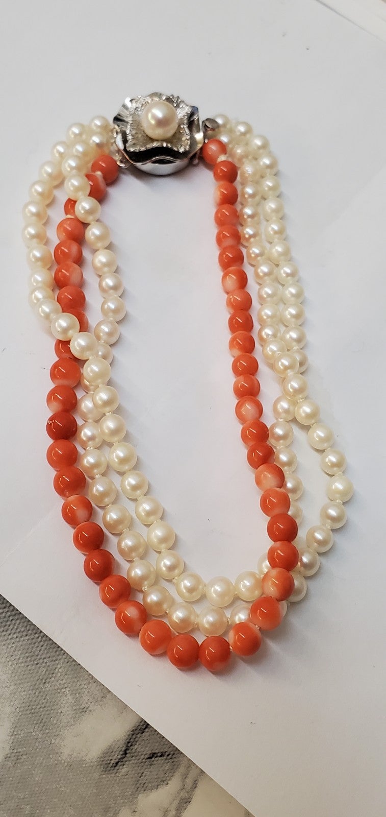 Pearls,coral strands Bracelet, 8inch