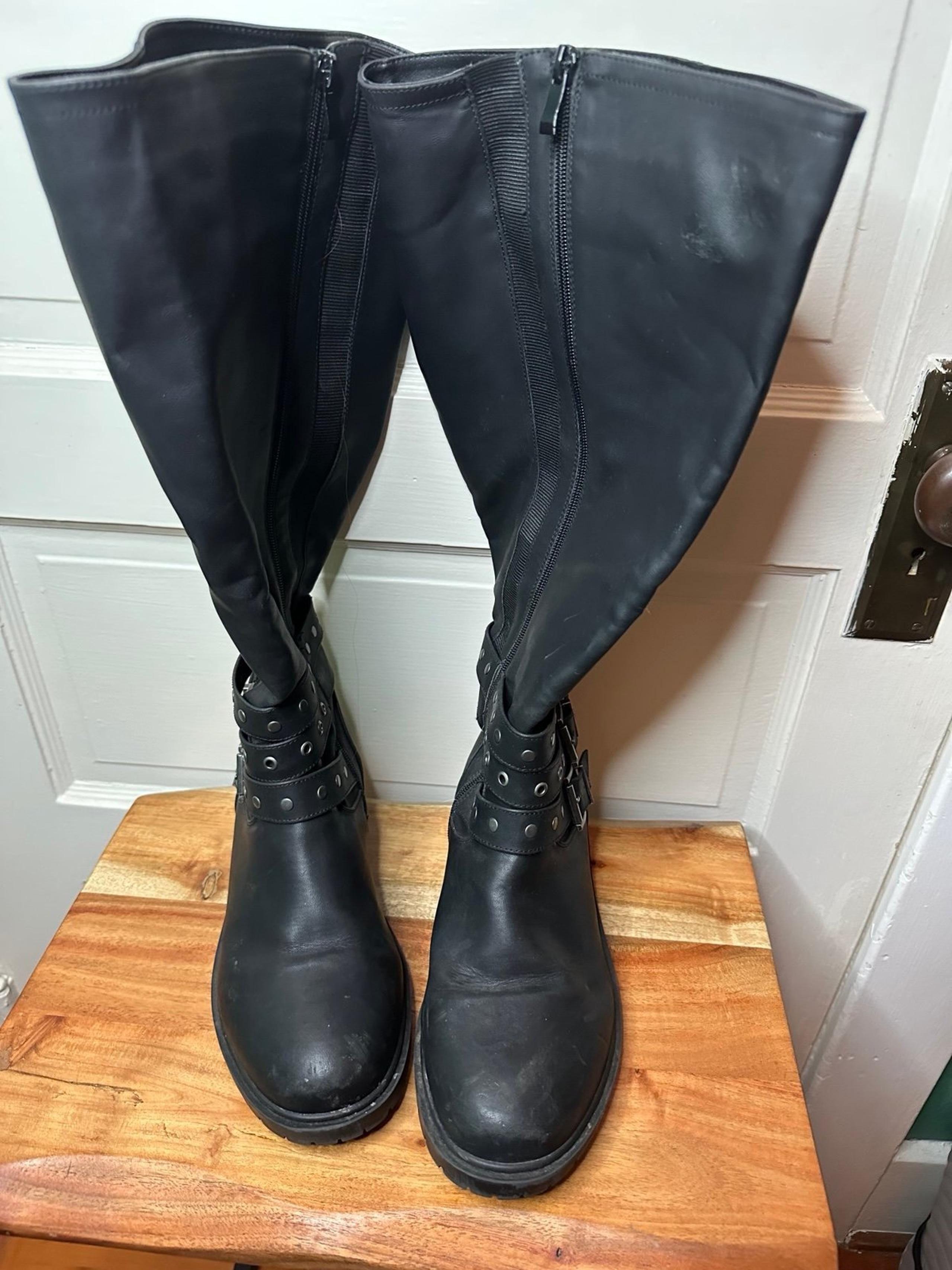 Torrid Wide Calf Black Studded Riding Boots 8.5 WW