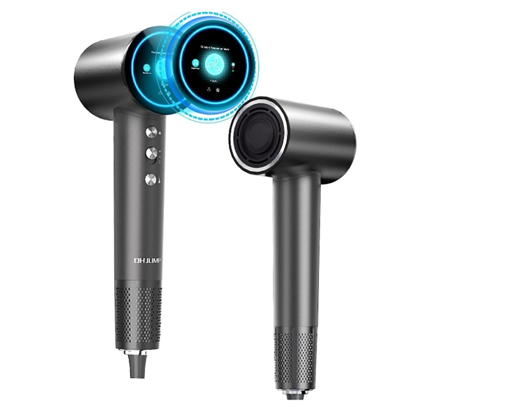 Hair Blow Dryer w/ Diffuser, Travel, Display Screen, 3 Heat Settings