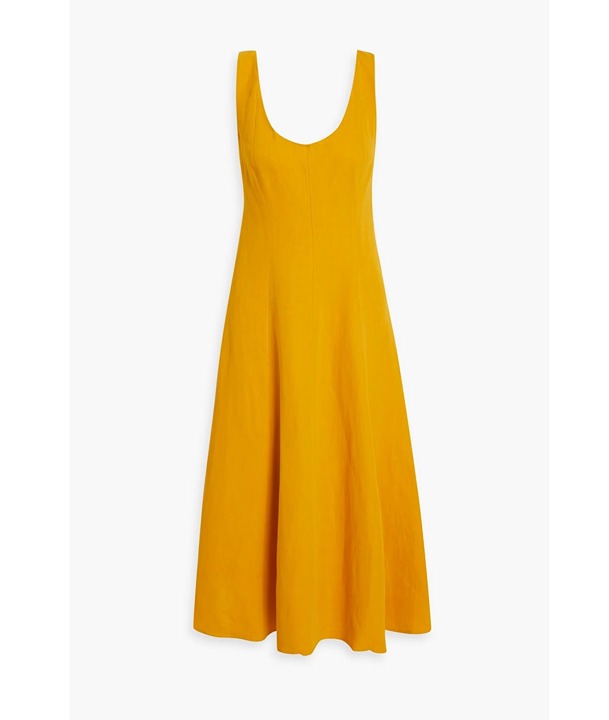 NEW Vince Linen Summer Dress Womens L Yellow Flowy Comfort Casual Designer Chic