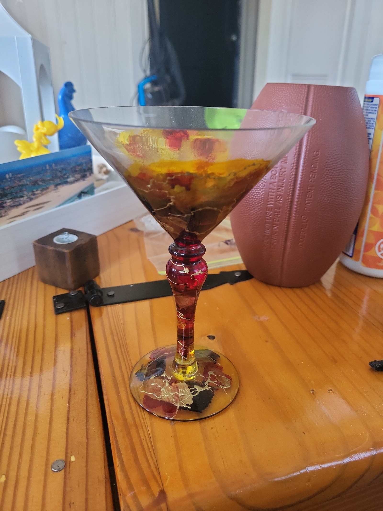 Vintage Romania Royal Danube Crystal Martini Stemware Abstract Pattern