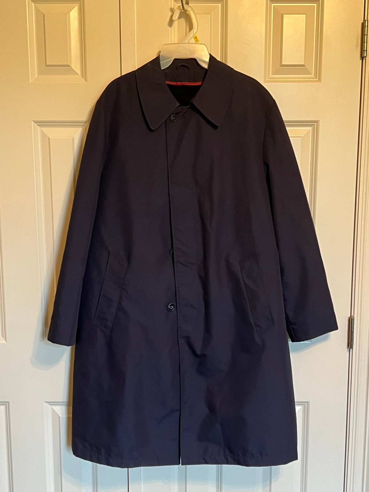 Vintage Men’s Sears Trench Coat Navy Blue Water Resistant 42reg W/ Interior Fur