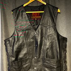 Hot Leathers Genuine Leather Vest Biker Motorcycle Black /braided accents XXL