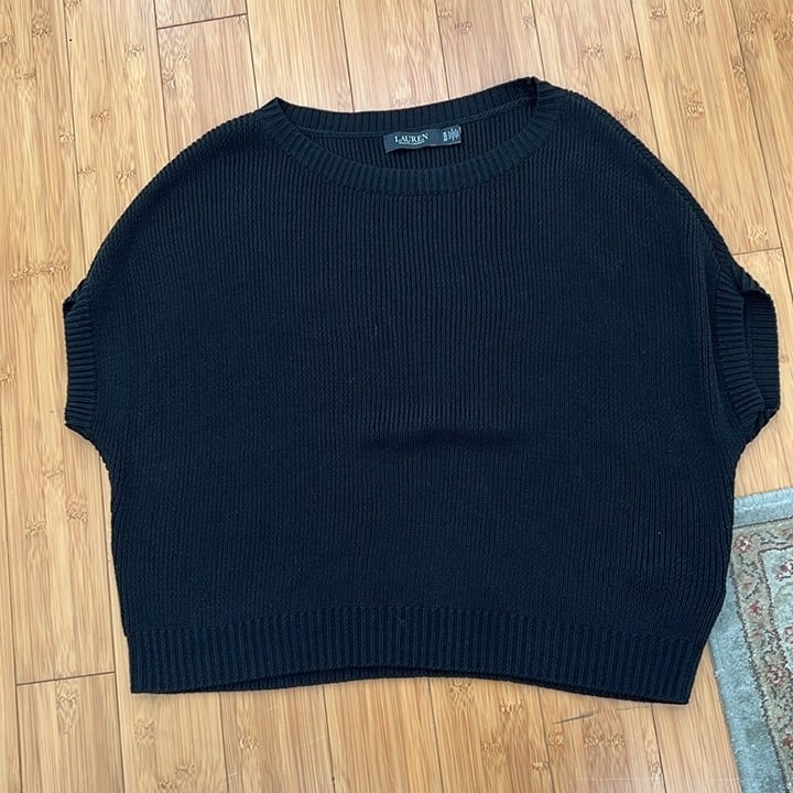 Ralph Lauren Black Label cotton blend chunky Short Sleeve Sweater XL black