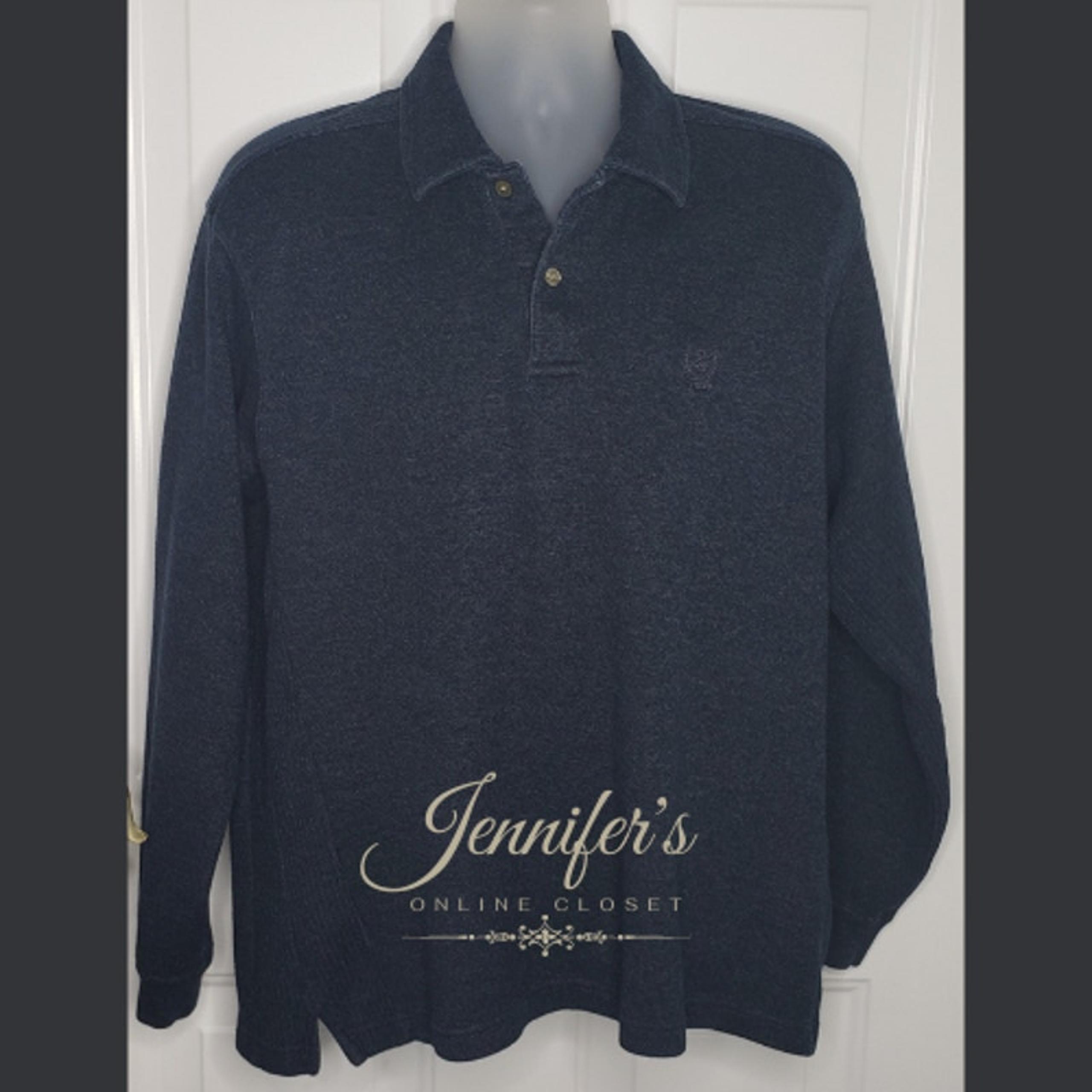 Izod Men's Blue Long Sleeve Polo Size Large