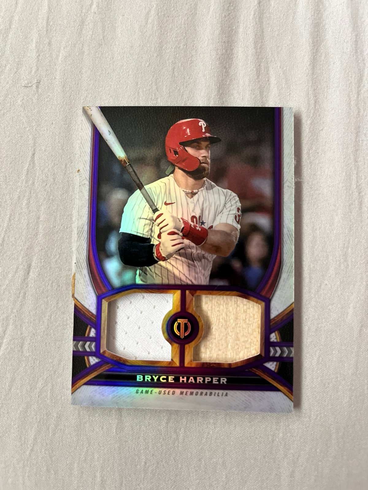 2023 Topps Tribute Purple Dual Relic Bryce Harper Bat/Jersey #/50