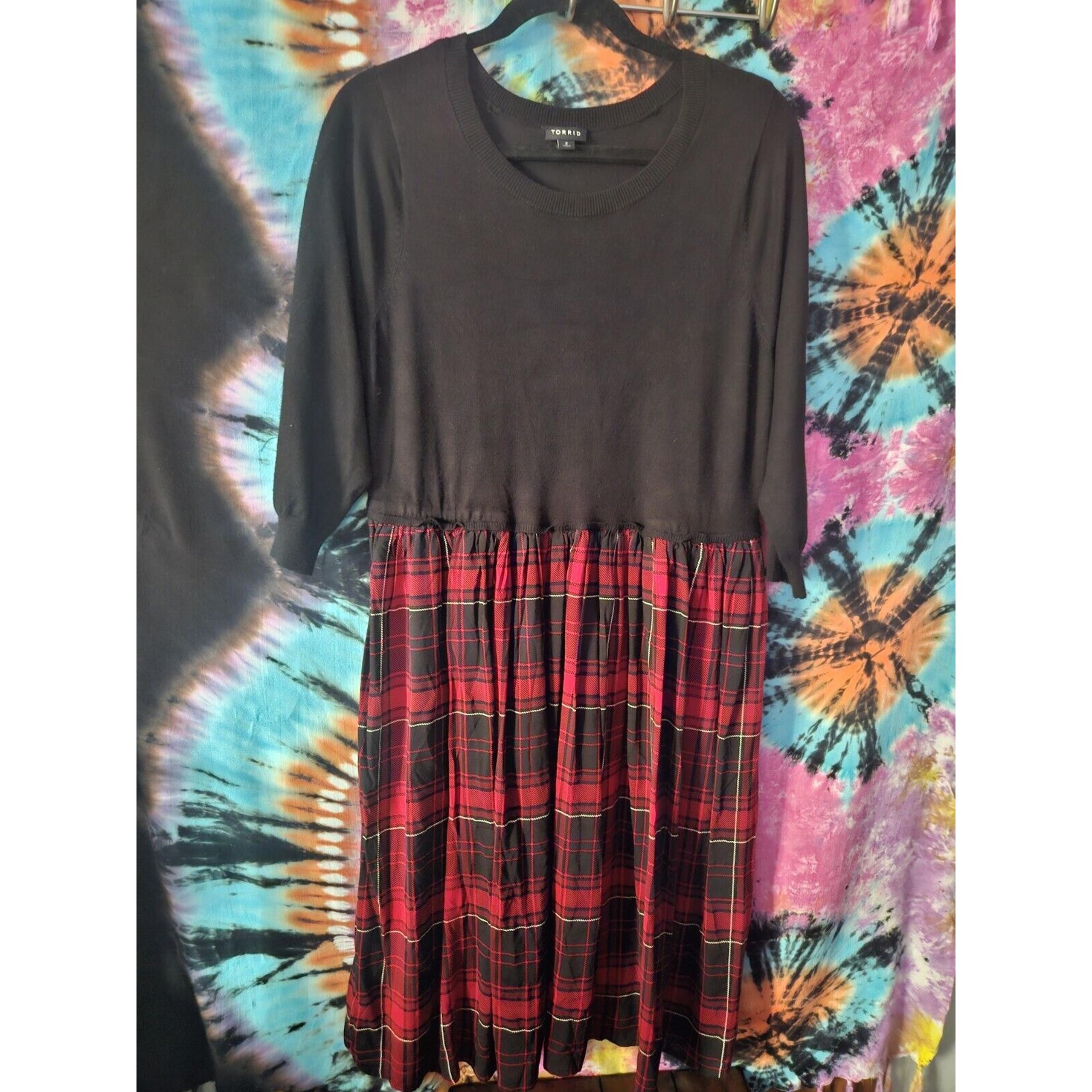 Torrid Women’s Long Sleeve Dress With Plaid Skirt Plus Size 2 18-20