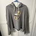 Womens New Orleans Saints Grey Hoodie Distressed Crop Jacket 2XL XXL Grunge