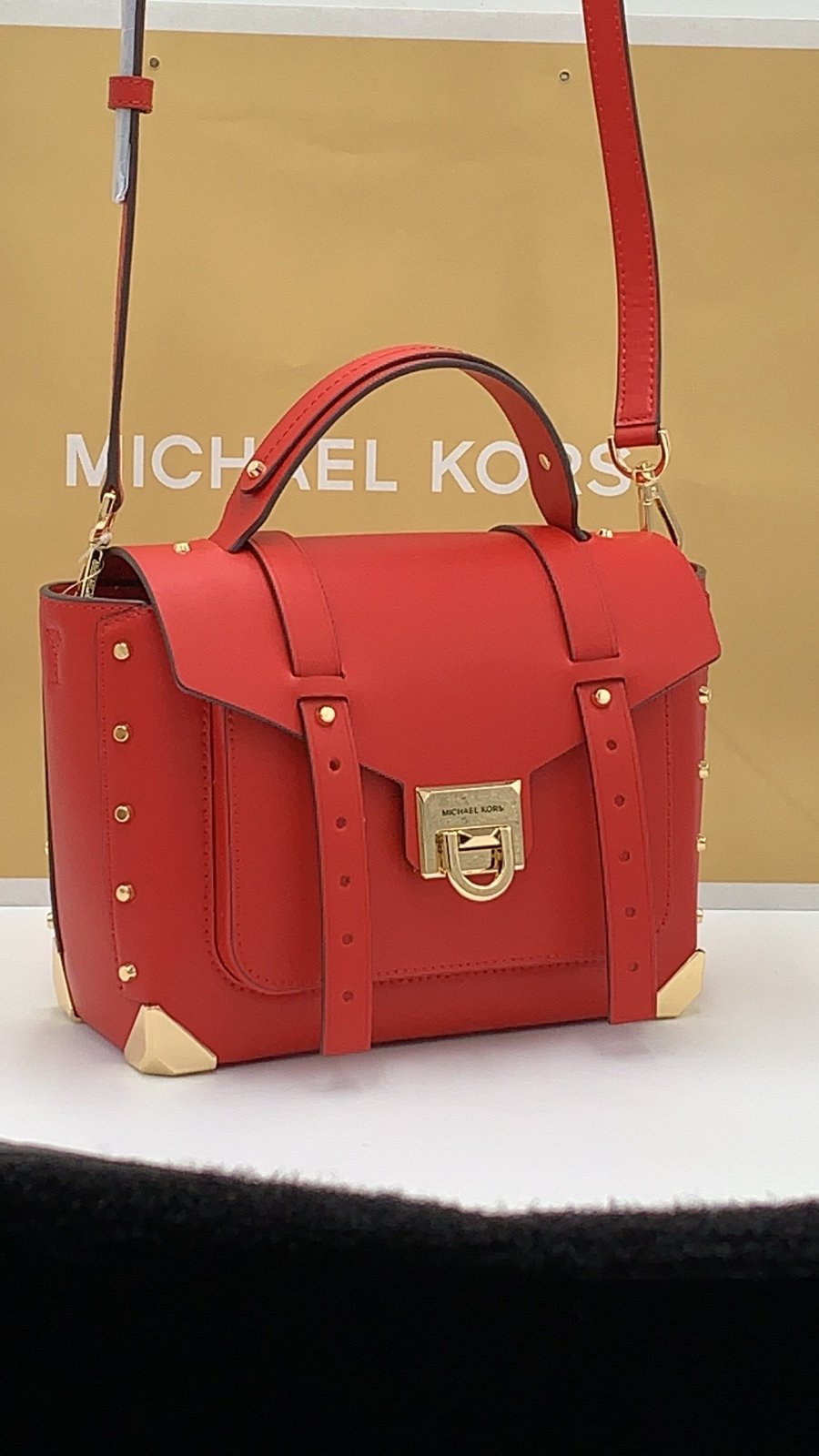 MICHAEL KORS MANHATTAN MEDIUM TOP HANDLE SCHOOL SATCHEL CROSSBODY BAG Flame