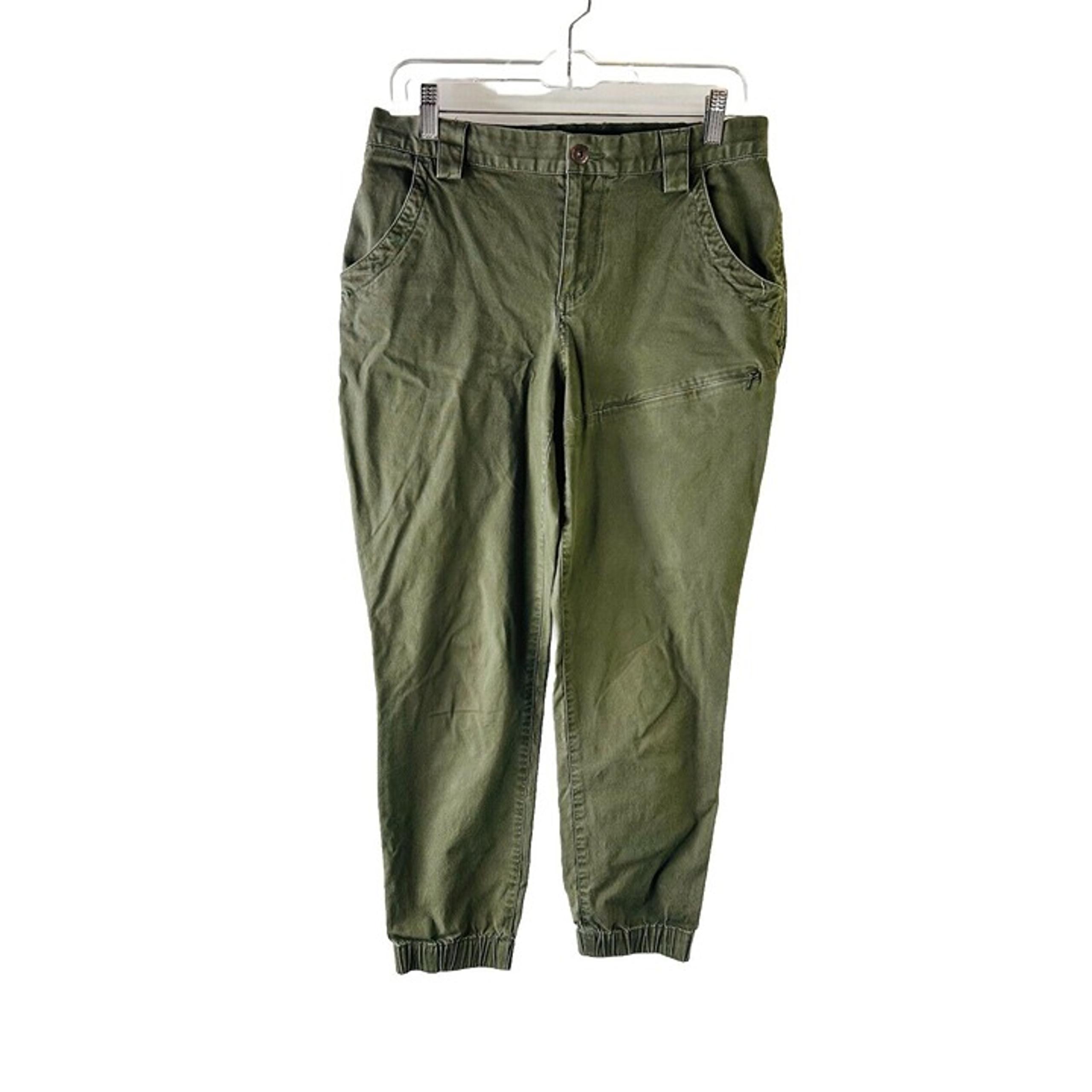 Duluth Trading Co womens 8 Elastic Waist Cargo Joggers Jogger Chino Pants Green