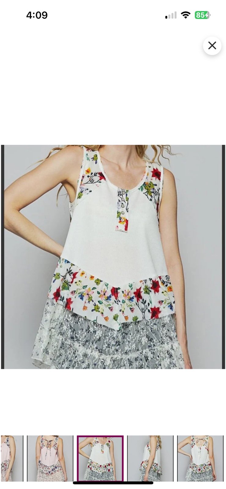 POL White Multicolored Floral Tank Top