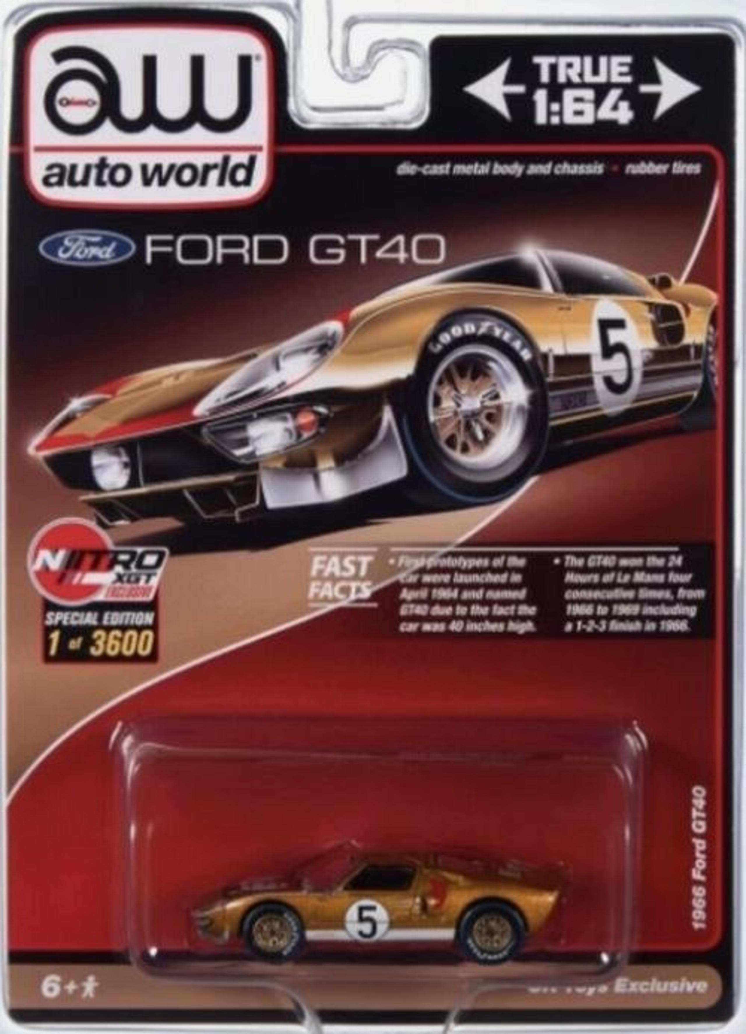 1/64 Auto World 1966 Ford GT40 #5 Gold RHD Diecast Car Model Limited CP7923