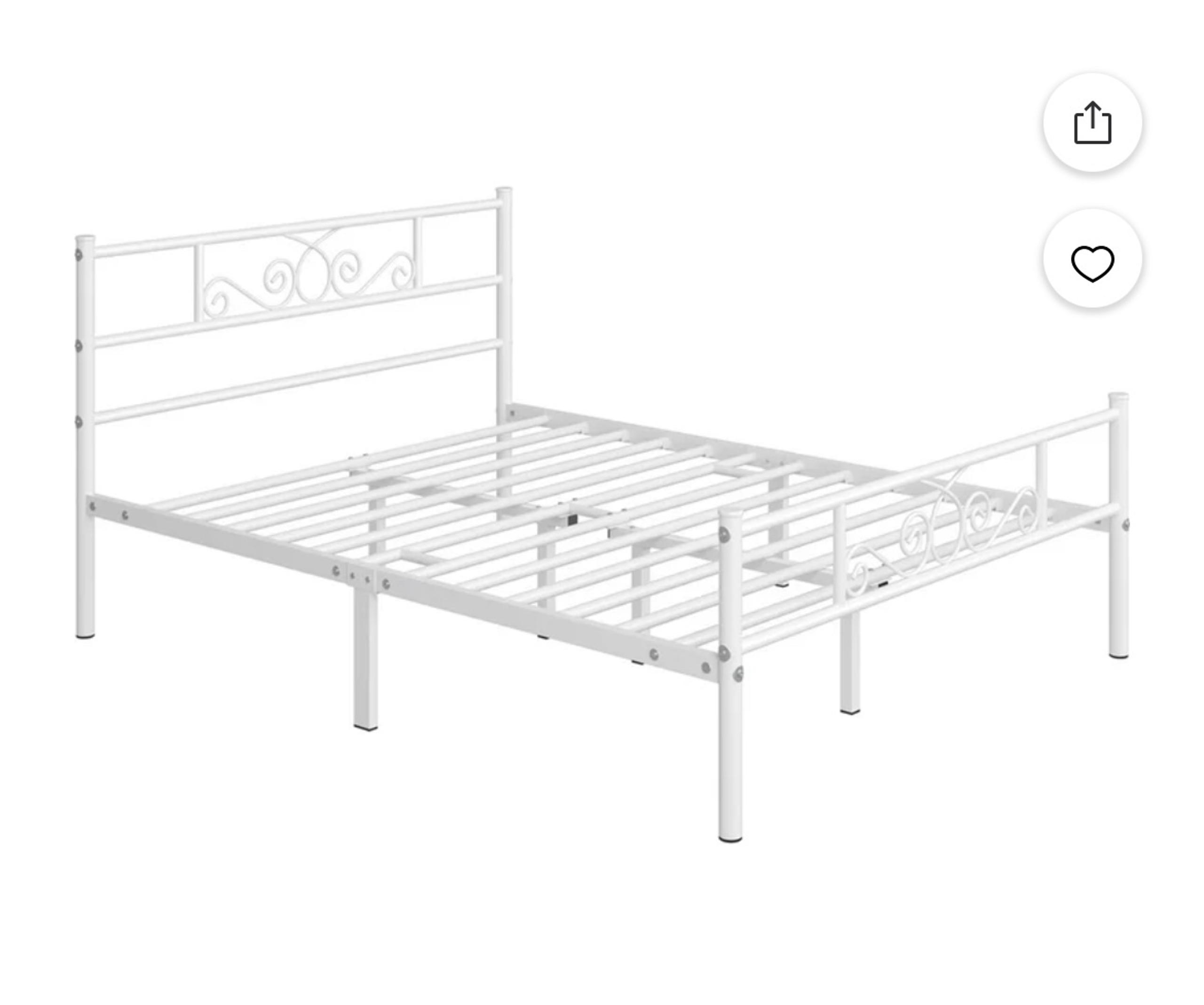 White Metal Platform Bed – Queen Size