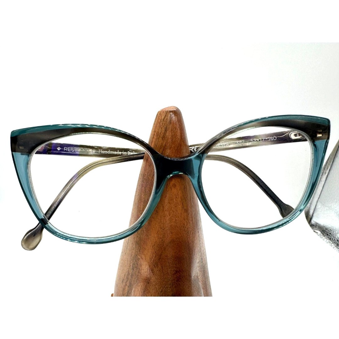 RES/REI Handmade in Italy Eyeglass Frame Large Modest Cat Eye Shape w/ C…