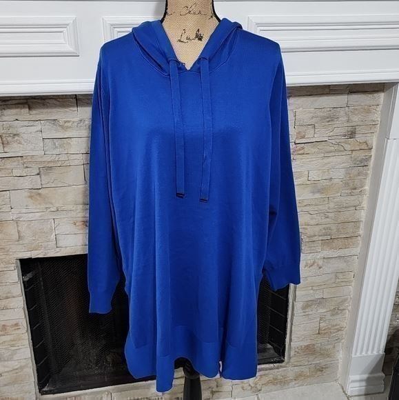 Cyrus royal blue hooded tunic length sweater plus size 2X new!!