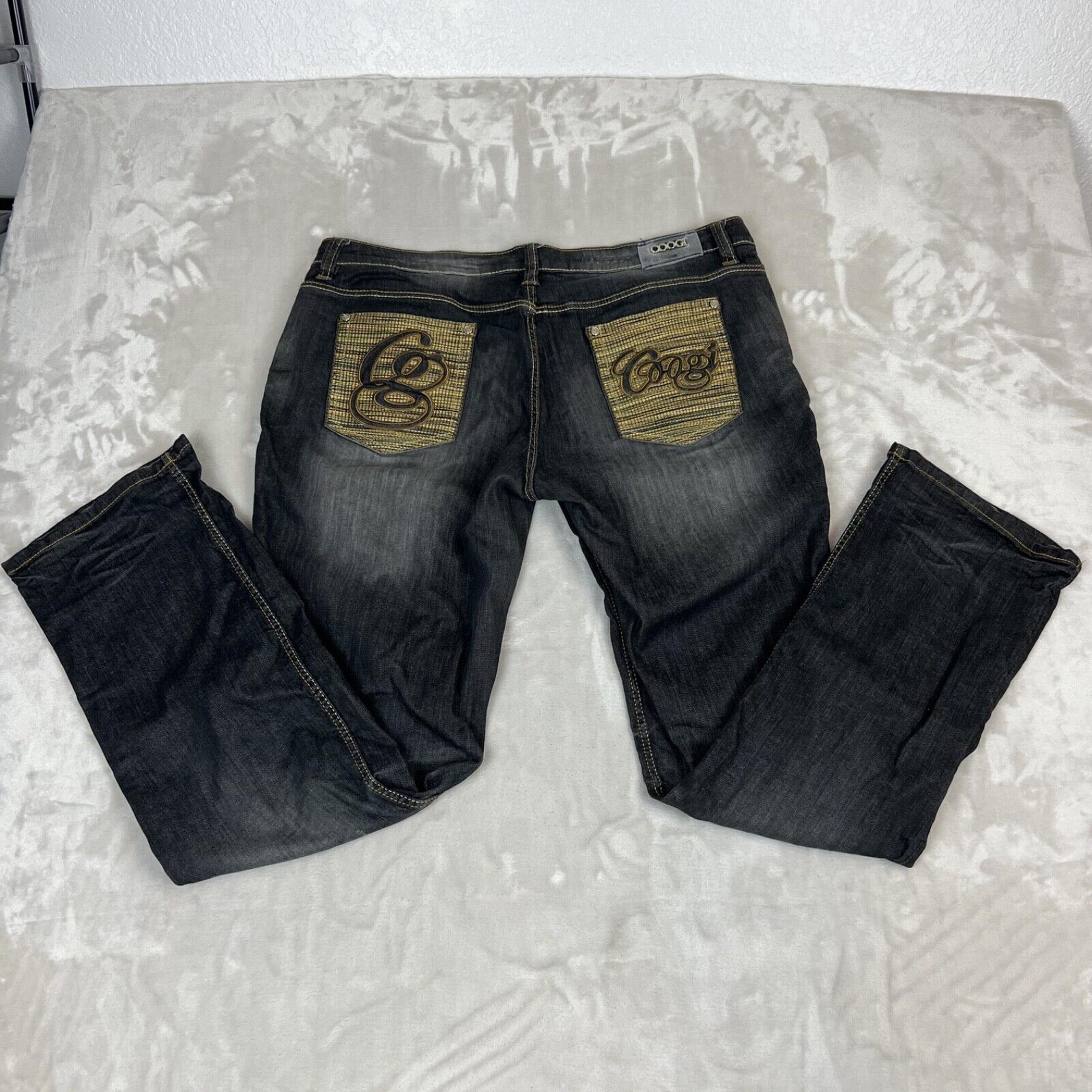 Coogi Jeans Womens 17/18 Denim Low Rise Straight Distressed Y2K Hip Hop Retro