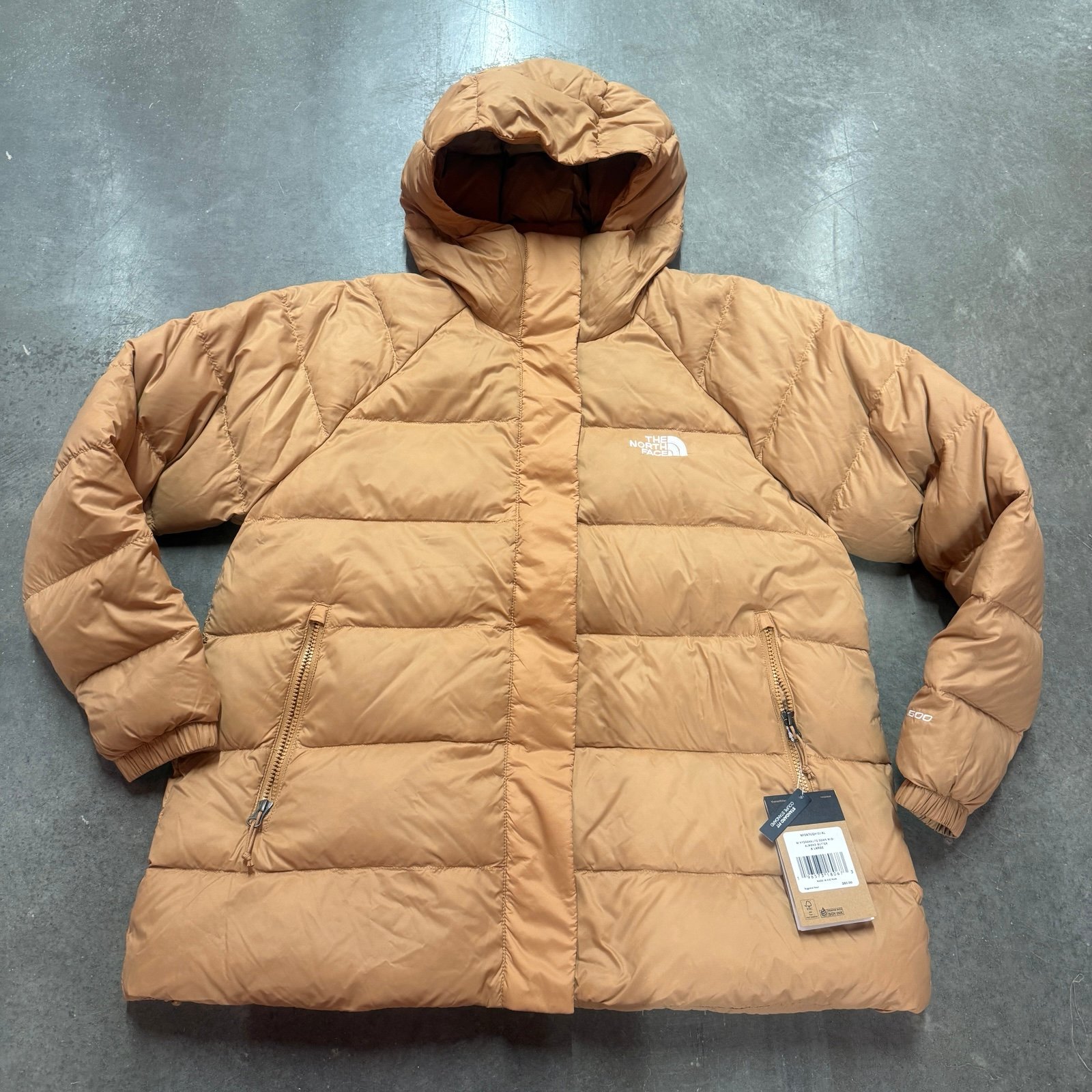 the north face women's hydrenalite down midi jacket in almond butter XL