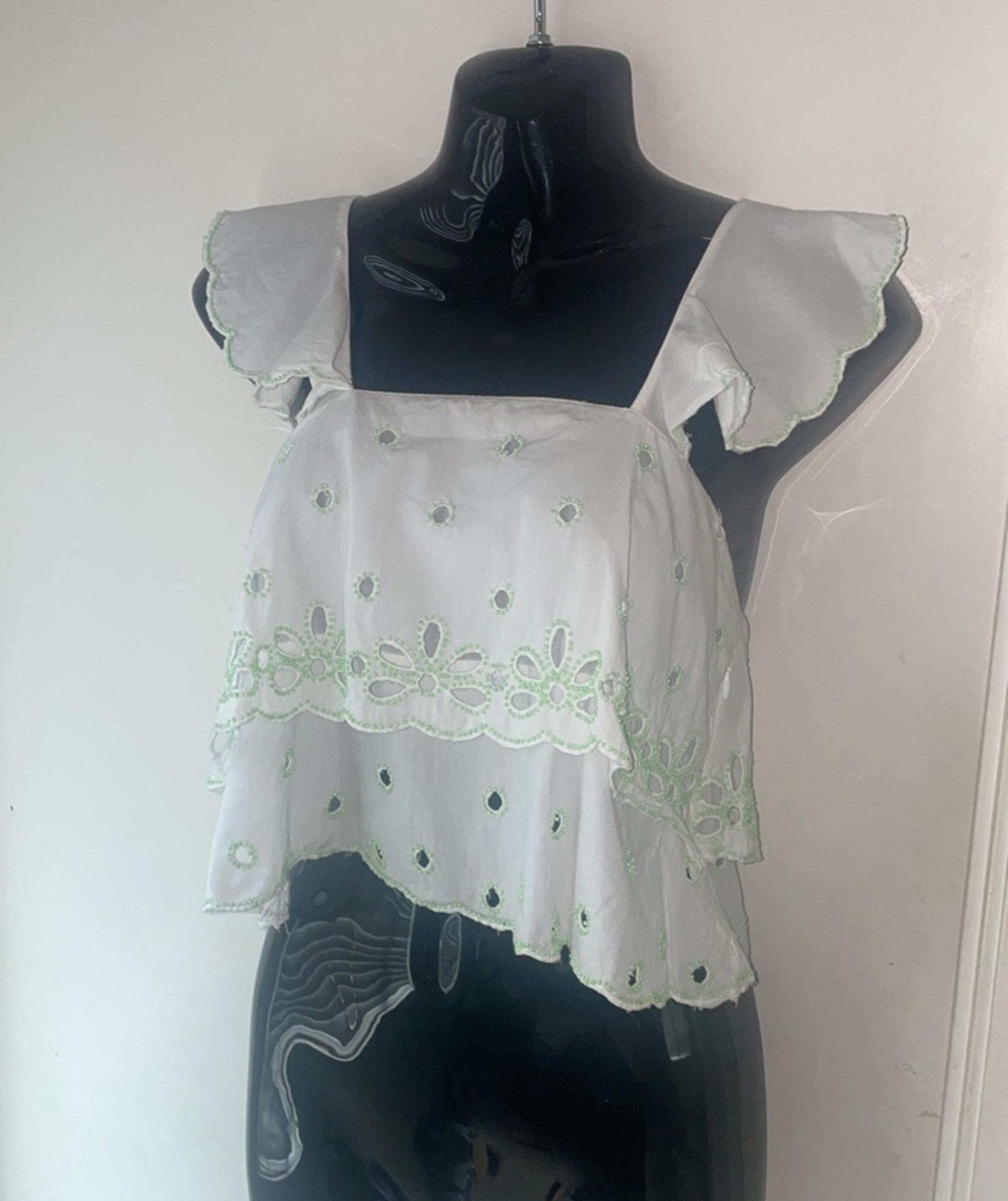 Urban outfitters women's S crop tank top adjustable strap beaded cut out summer