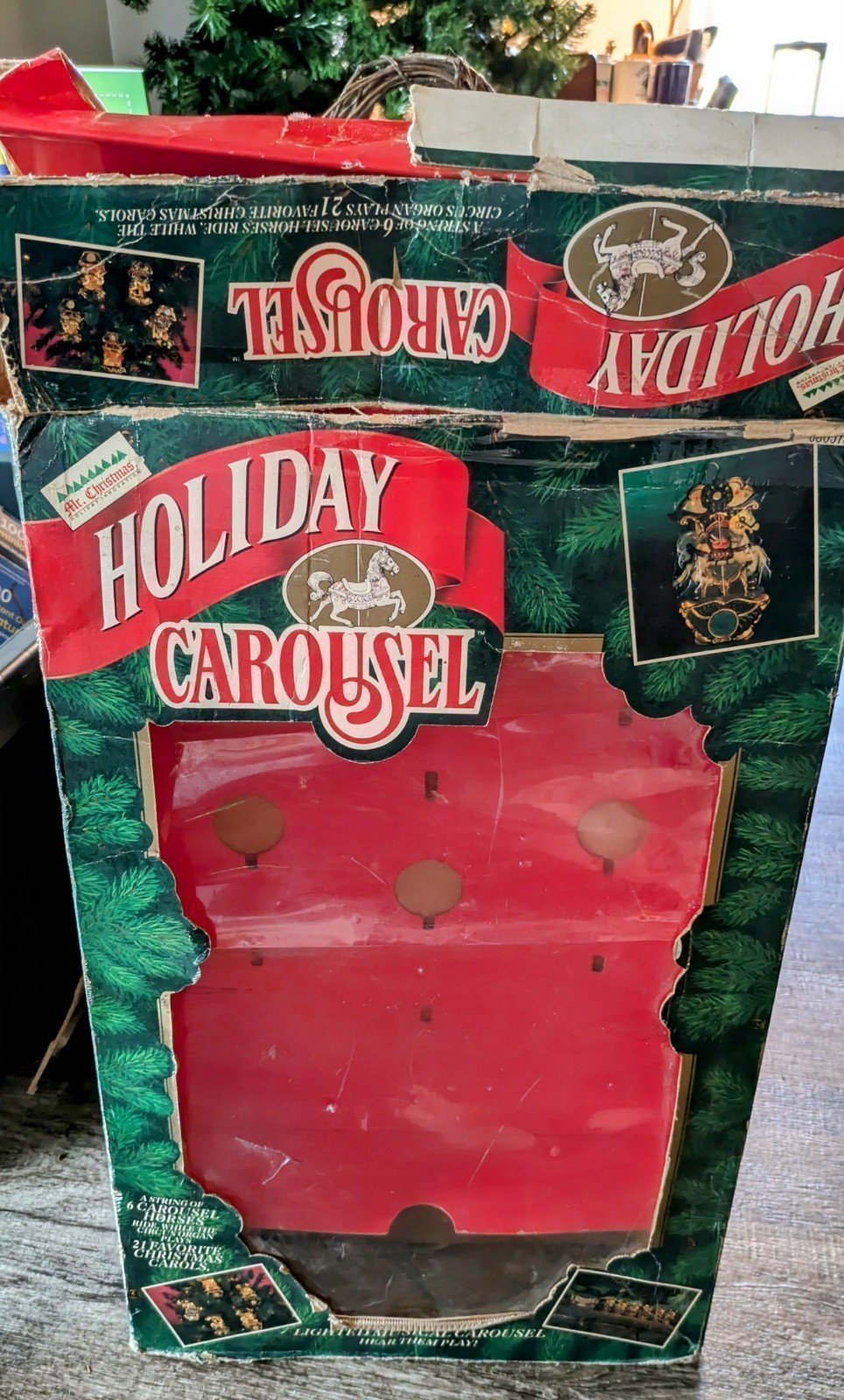 Mr. Christmas Holiday Carousel Calliope 6 Horses 21 Carols Vintage SEE VIDEO