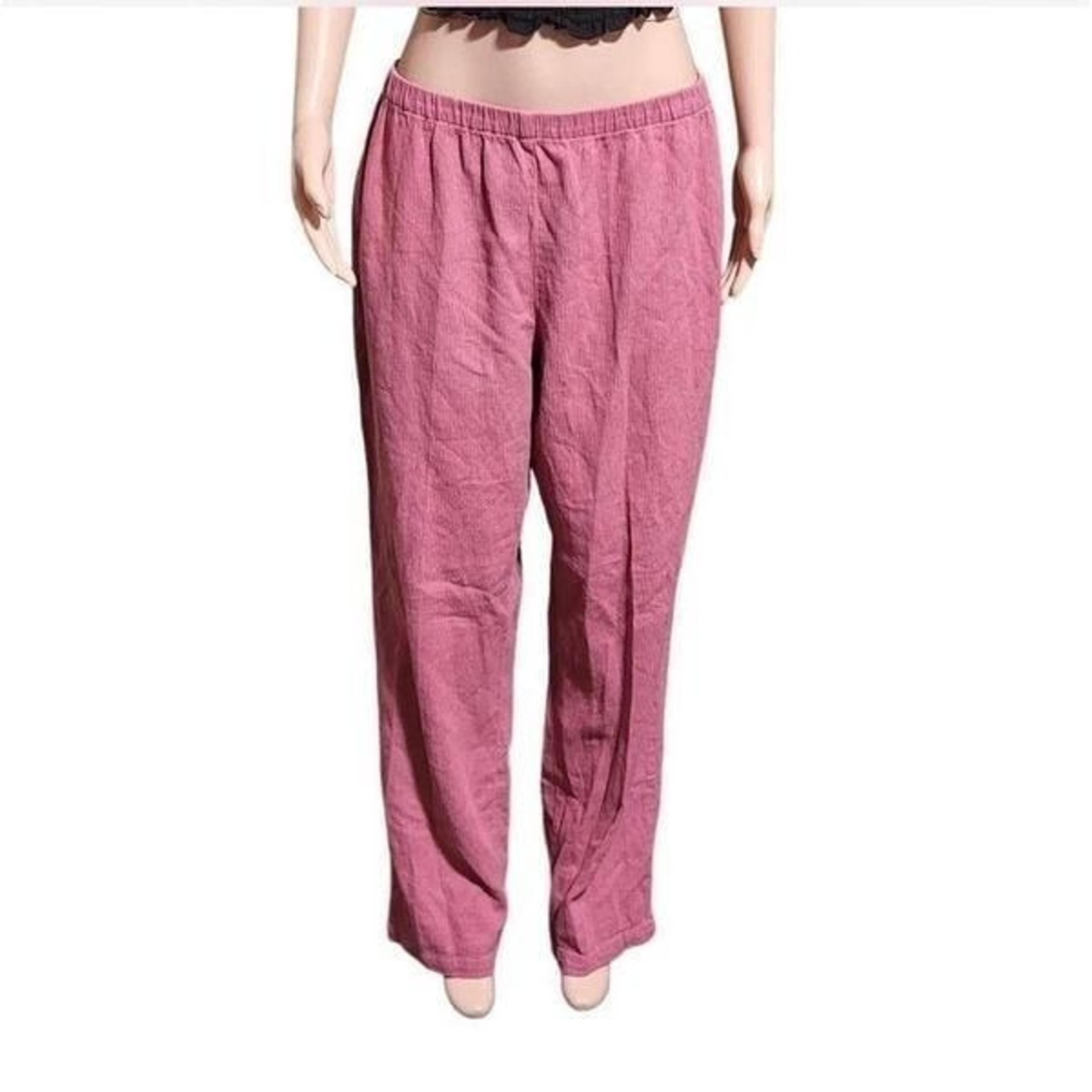 Orvis women textured high waist elastic waist pull-on pink pants L