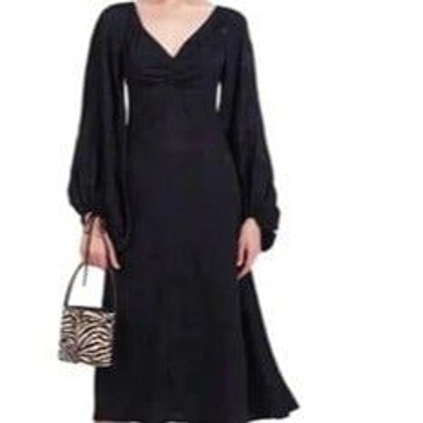 Sofia Jacquard Midi Black Dress From Staud