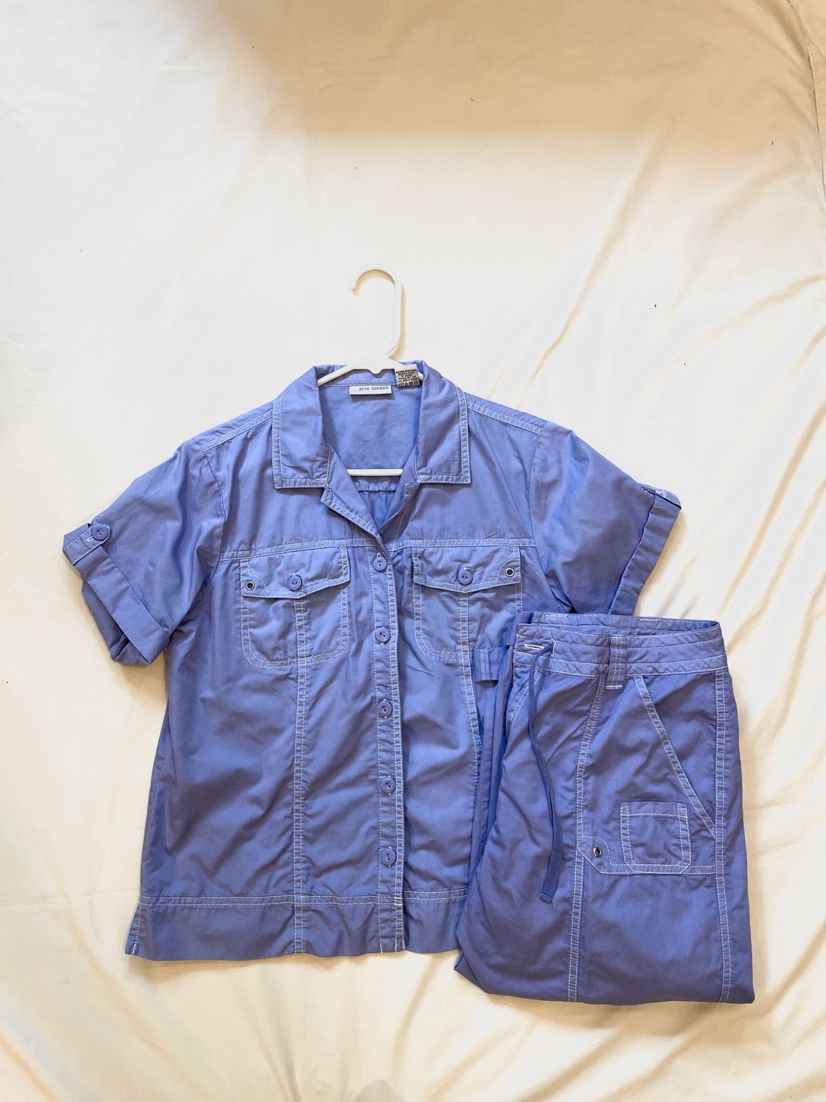 Light Blue Matching Set by Erin London (Cargo Pocket Short Sleve and Pants)