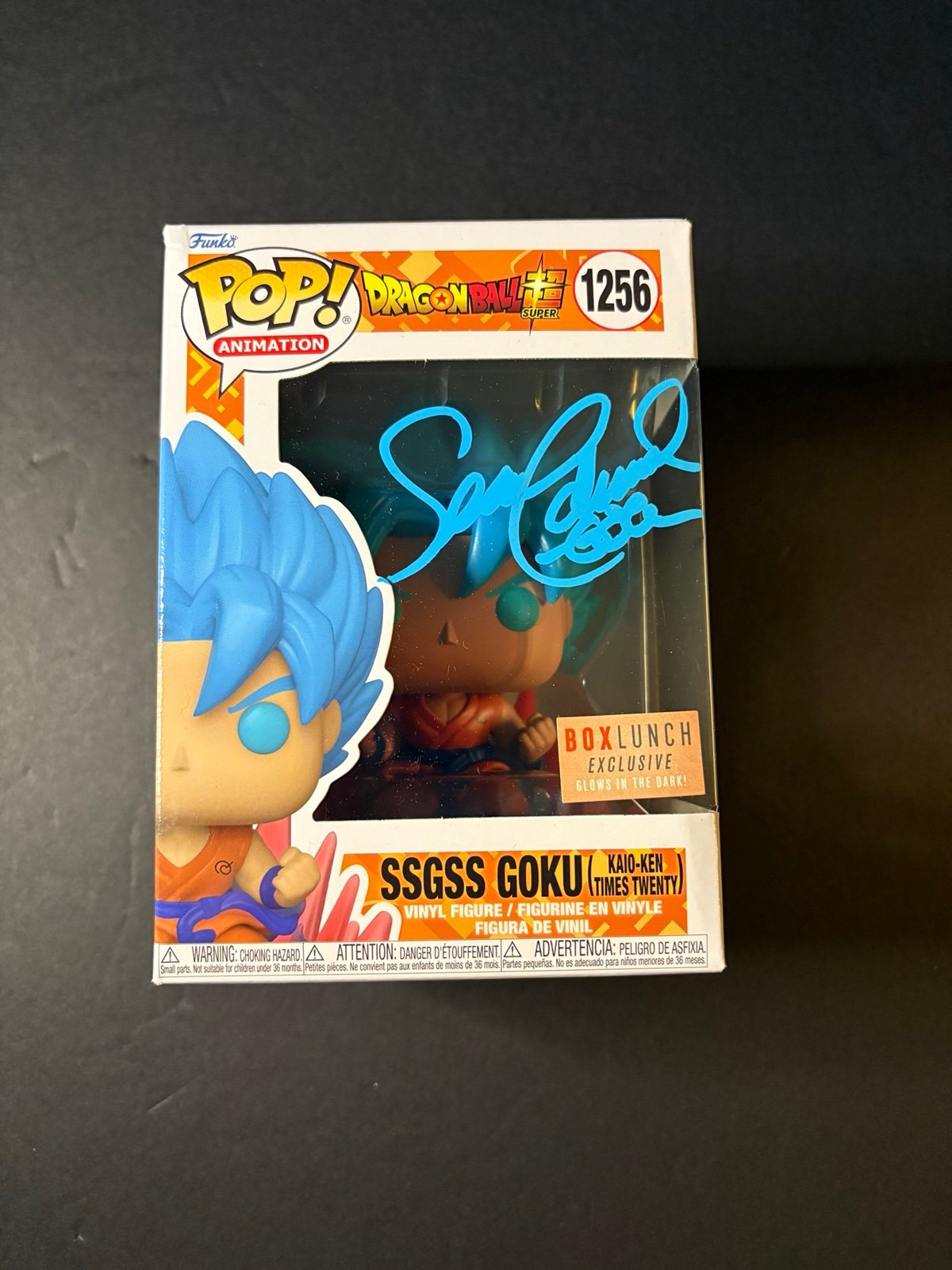 Funko POP! SSGSS Boxlunch Glow #1256 Signed By Sean Schemmel With PSA +Protector