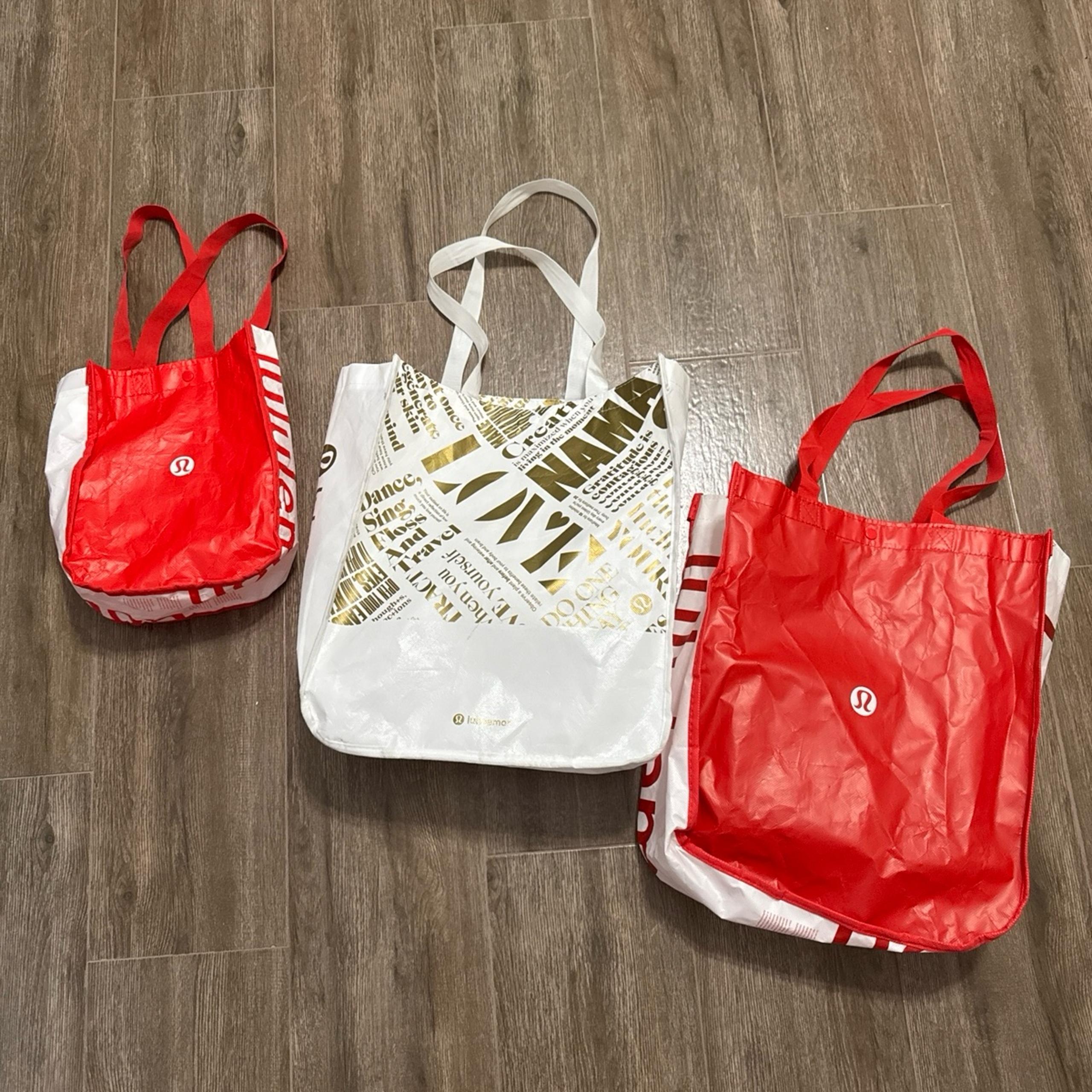 3 various Lululemon tote purses shopping bags bundle of lulu