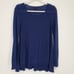 Eileen Fisher Tunic Sweater XS High Low Mohair Blend Long Sleeve Semi Sheer Blue