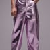 Metallic Pink Faux Leather Straight Leg Pant