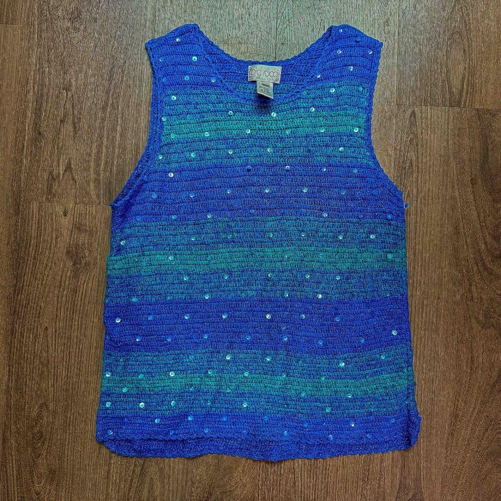 Women's Vintage Blue Pia Rucci Sequin sweater