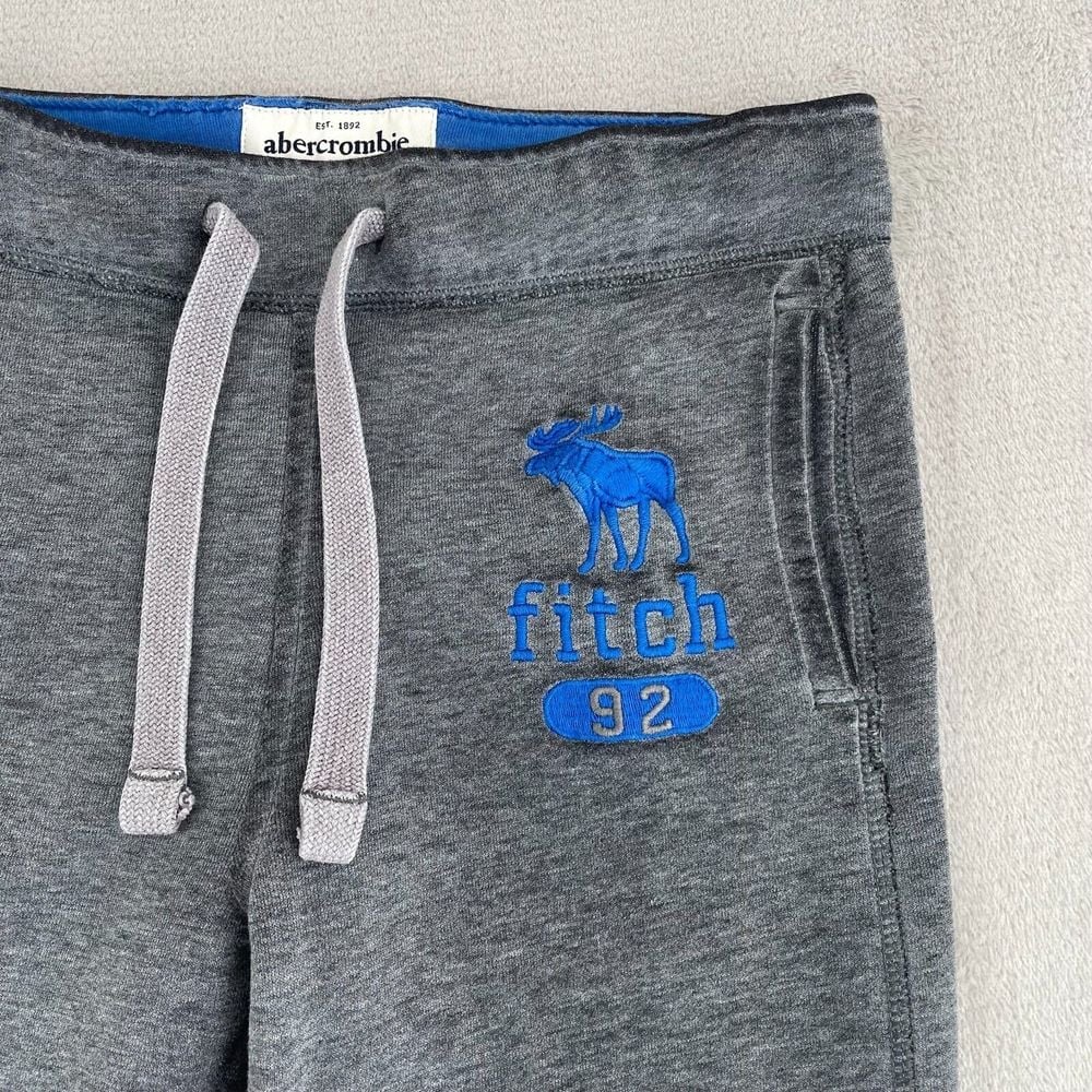 Vintage Abercrombie & Fitch Sweatpants Kids Medium Grey Fitch 92 Logo Active
