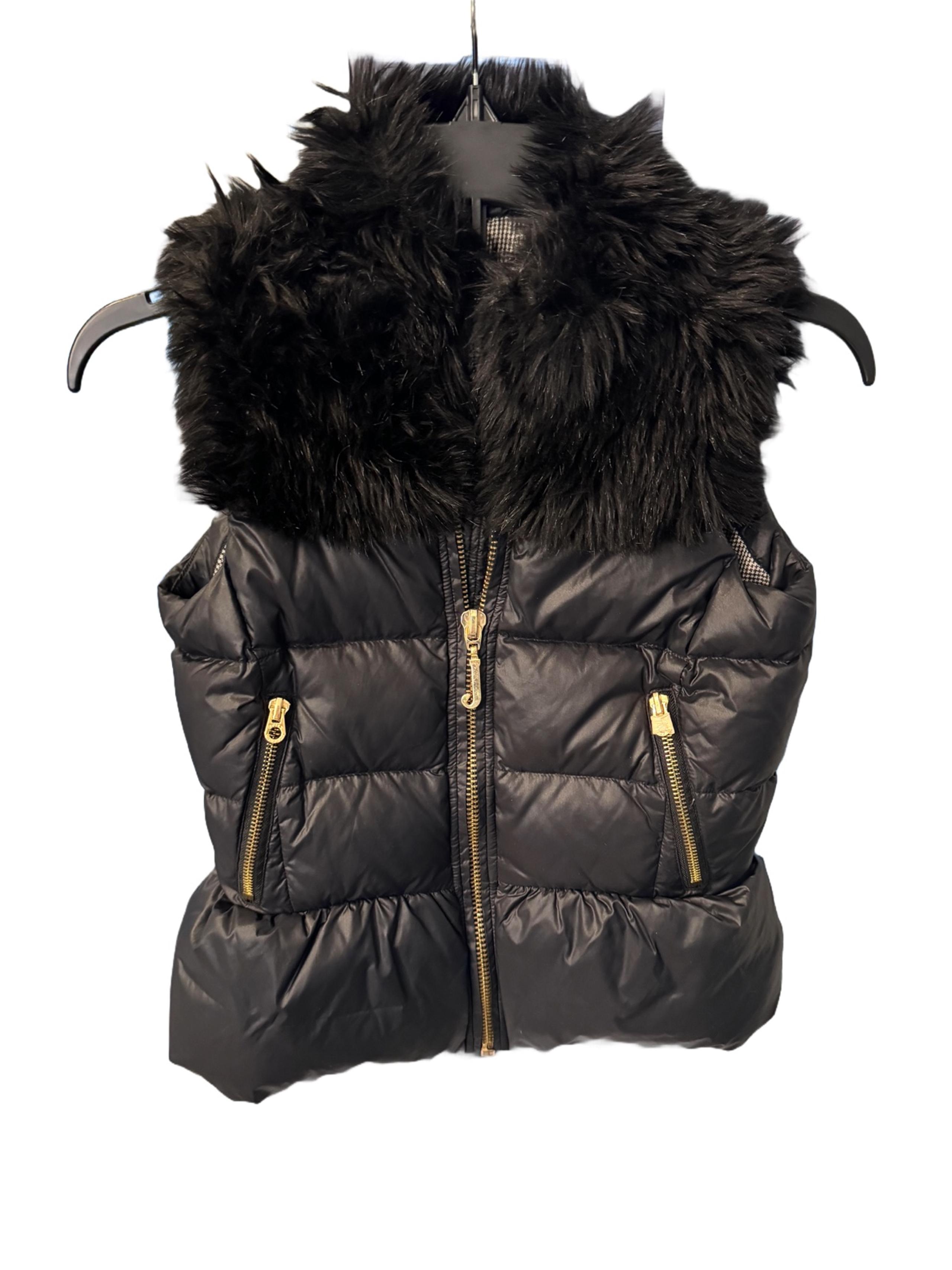 Juicy Couture Girls Puffer Vest , Size Medium, Black , Faux Fur Collar
