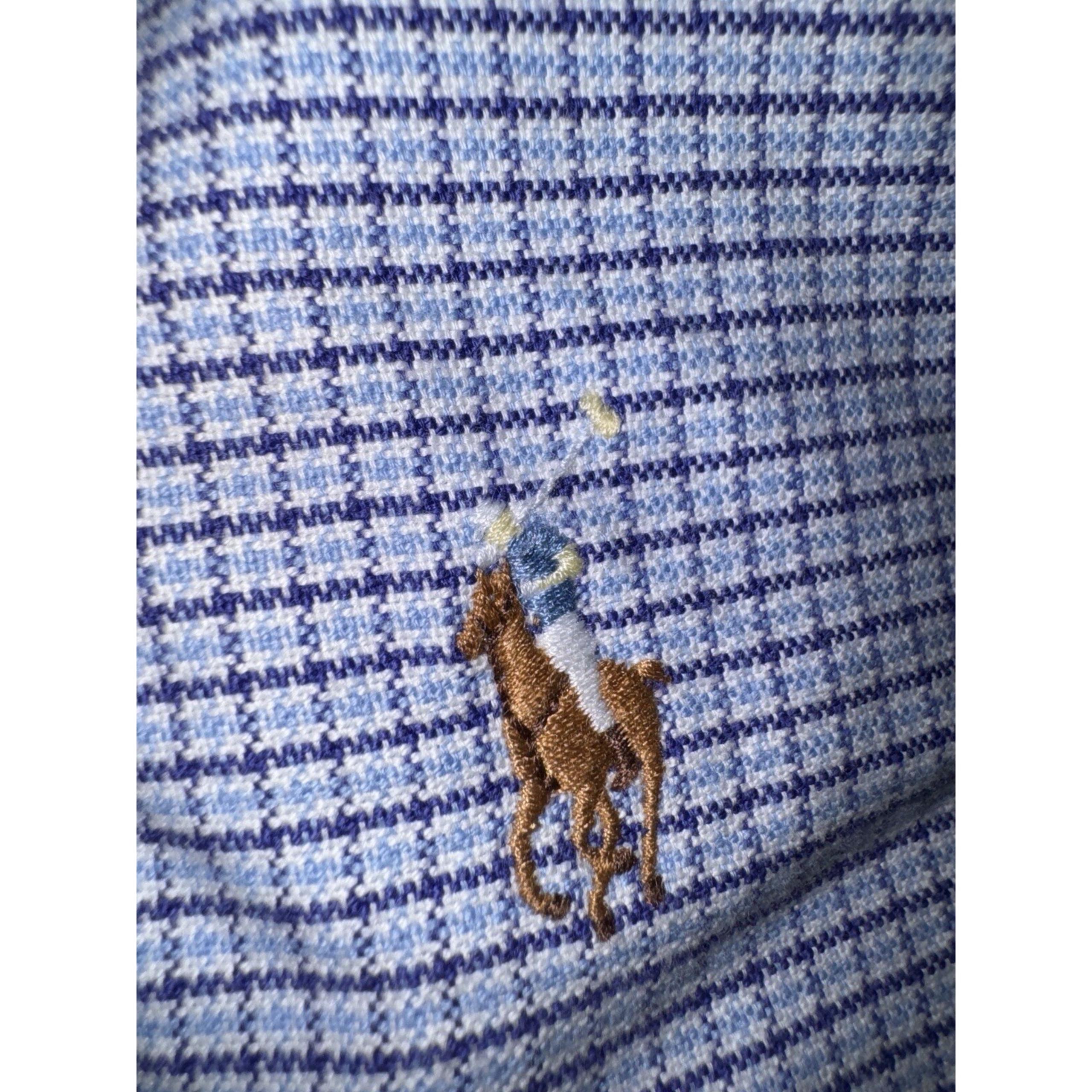 Ralph Lauren Blake Shirt Blue Plaid Oxford Blue Flesh Pony Men size XL