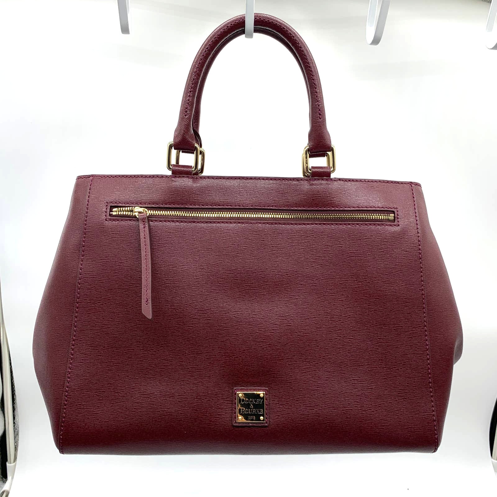 Dooney & Bourke Leather Purse Saffiano Zip Satchel Red Bordeaux