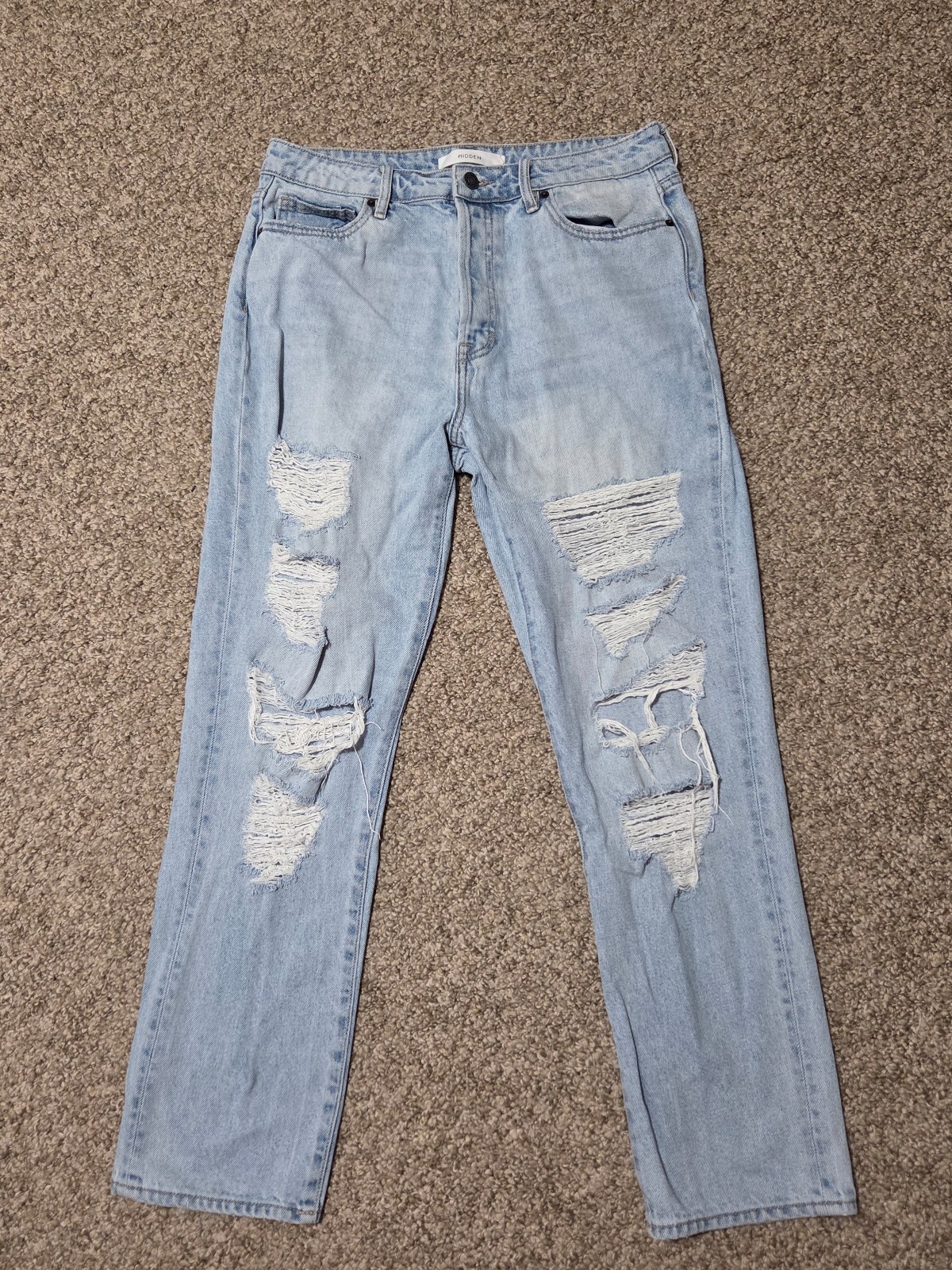 Hidden Wide Leg Jeans Size 30 Distressed Light Wash