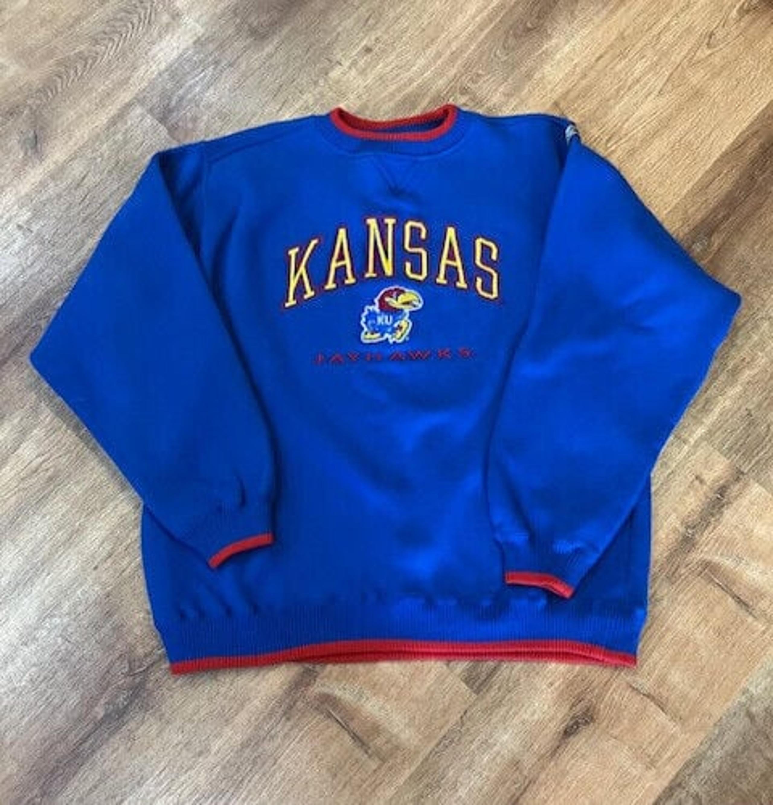 Men's Kansas Jayhawks Logo Sweatshirt Blue XXL by Logo Athletic 63388