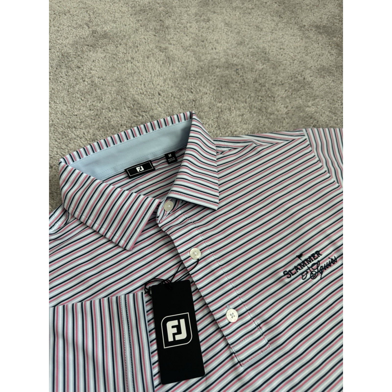 Footjoy Golf Polo Balance Stripe Slammer & Squire Men Size M NWT