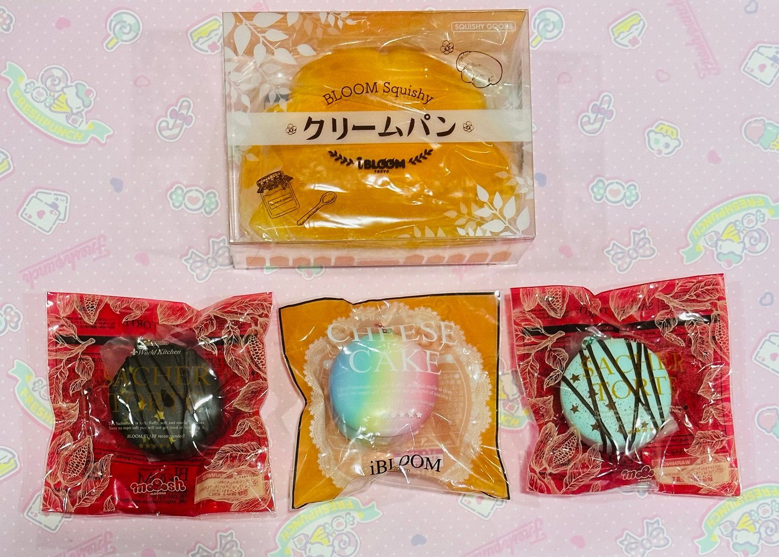 New✨iBloom Mini Sweets Cheesecake Set & Plain Cream Bun Squishy Bundle!