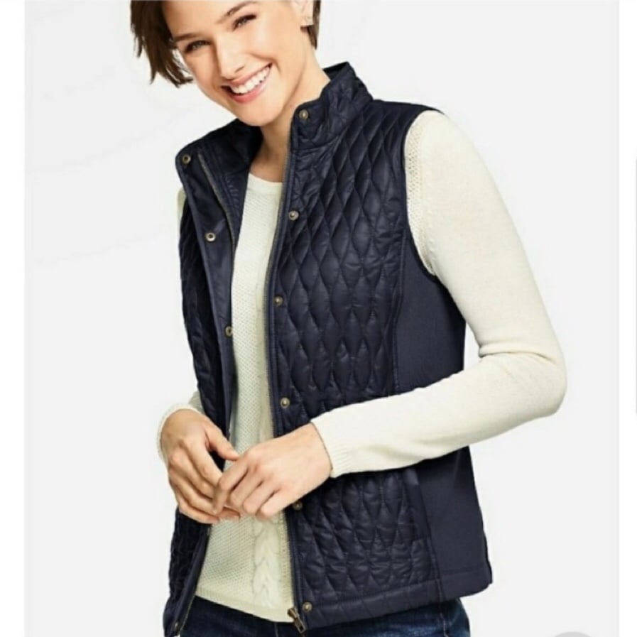 TALBOTS | Quilted Vest With Stretch Knit Side Panels Small