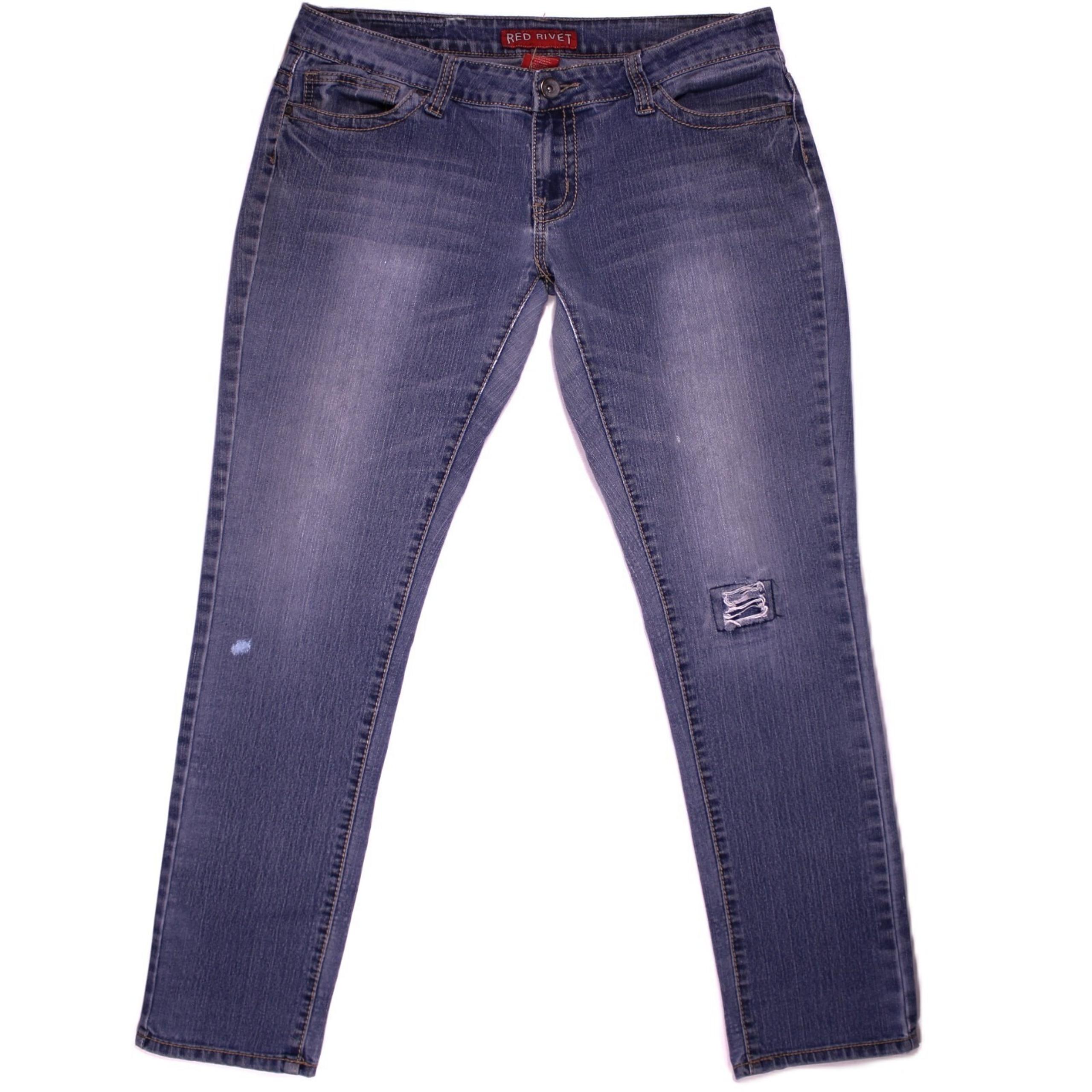 Red Rivet Jeans Womens Size 13 Blue Medium Wash Low-Rise Stretch Denim - 36.5x31
