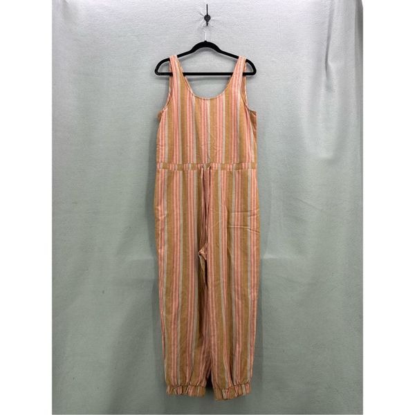 NWT Anthropologie Drew Womens Striped Linen Sleeveless Jumpsuit Medium