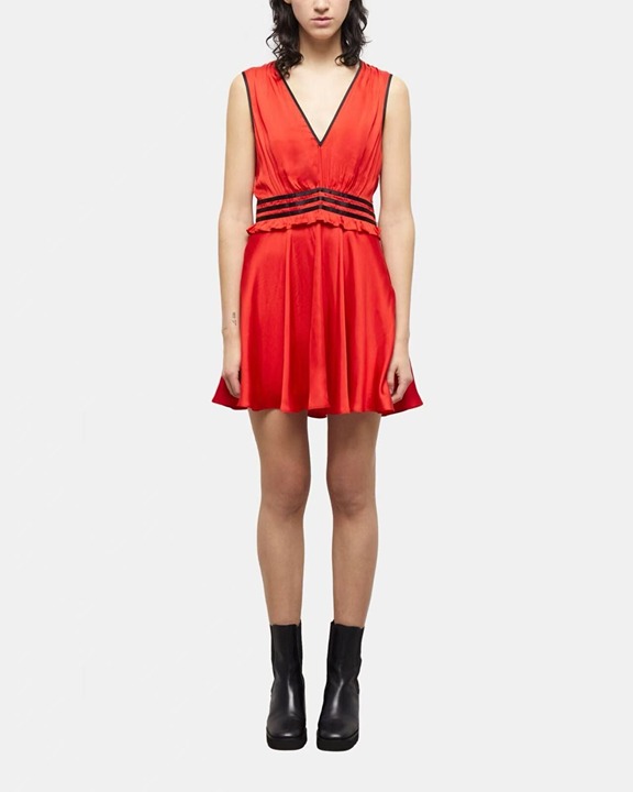 NWOT The Kooples Women's Red Ruffled Sleeveless Mini Dress Size 4