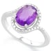 Ring .60 Ct 1 Oval Cut Floral Lavender Amethyst 1.600 Carat & 2 Round Cut 0.010