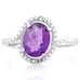 Ring .60 Ct 1 Oval Cut Floral Lavender Amethyst 1.600 Carat & 2 Round Cut 0.010